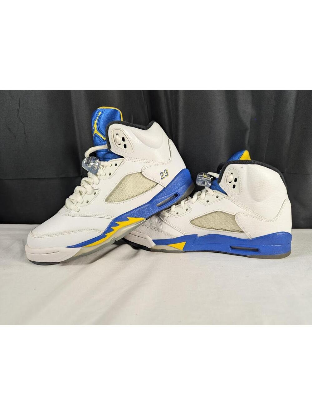 Nike Air Jordan 5 Retro Laney 2013 GS Size 6.5Y White Blue Yellow 440888-189 6.5